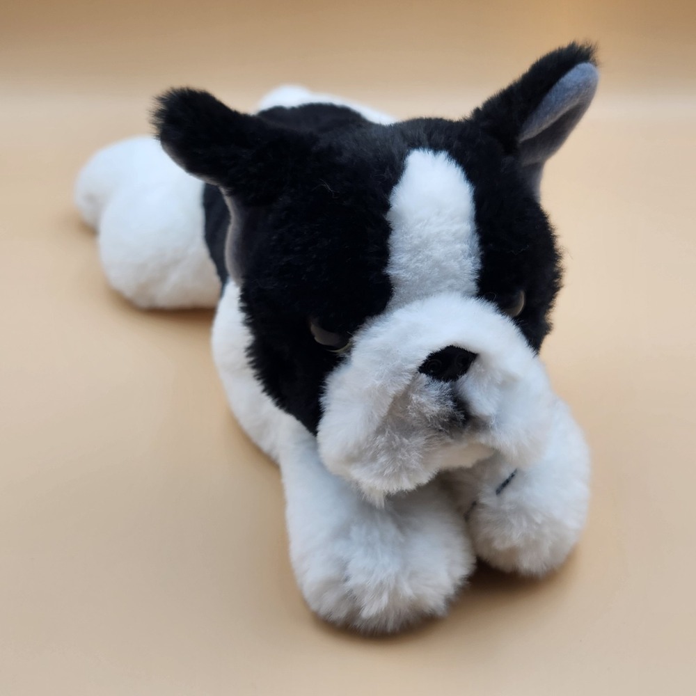 FAO Schwarz Adopt a Pet Rosie French Bulldog White Black Puppy Dog Plush Animal